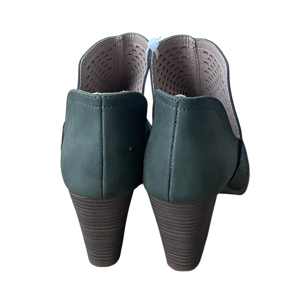 Restricted Dark Green Peep-Toe Ankle Booties - Picture 5 of 6